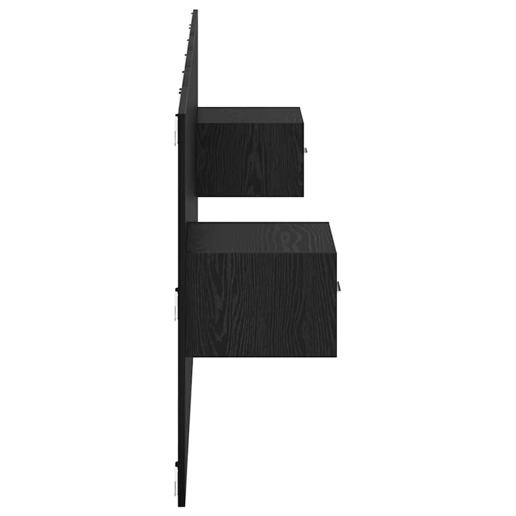 Headboard with Cabinets 3 Piece Set Black Oak Effect Wood Based Material