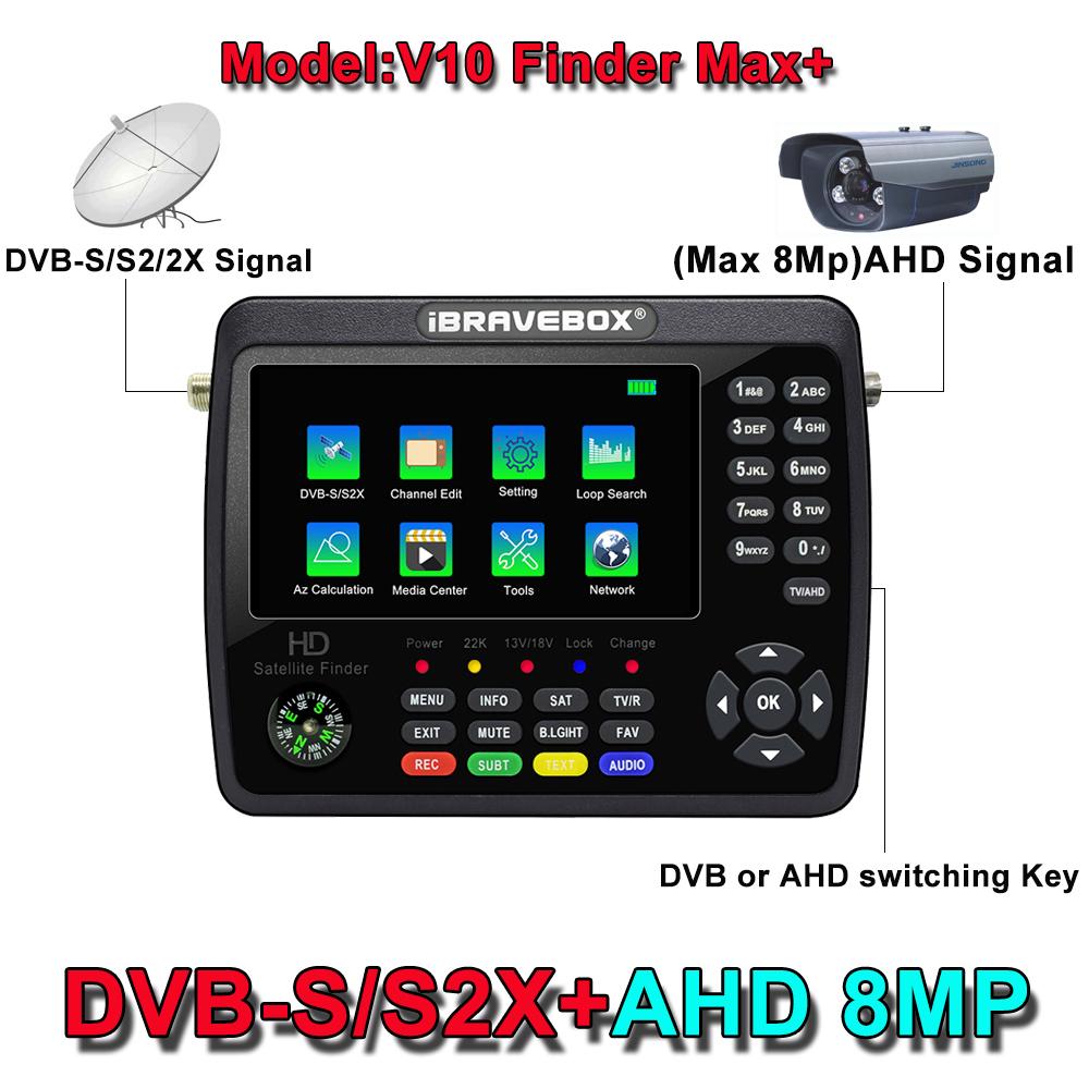 IBRAVEBOX V10 Finder Max+ HD Поиск сигнала спутникового телевидения DVBSS2S2X Цифровой портативный измеритель сигнала