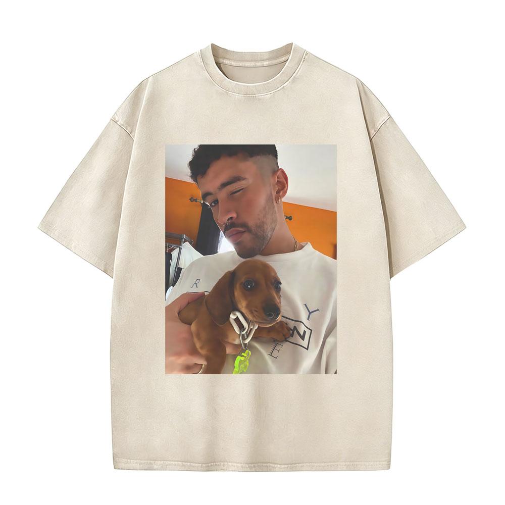 Washed Vintage Rapper Bad Bunny Tshirt Nadie Sabe Lo Que Va A Pasar Manana Skeleton Graphic T Shirts Men Fashion Hip Hop Tshirt