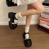 Lolita Retro Mary Jane Single Shoes Tide 2025 Autumn New Bow Thick Sole Heightening Small Leather Shoes Women's Black
