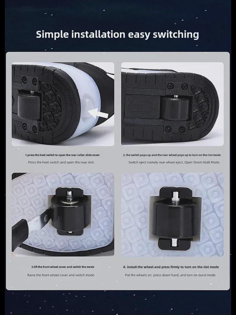 Kids’ LED Light-Up Running Shoes with Inline Skates