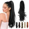 European & American Women's Synthetic Curly Hair Large Claw Clip Ponytail Extension - Slightly Curled, High Ponytail
