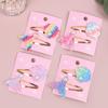 2PCS Cartoon Mermaid Hair Clips Sparkly Rainbow Mermaid Hairpins Barrettes Alloy Clips Kids Hair Clip Children Hair Acesssories