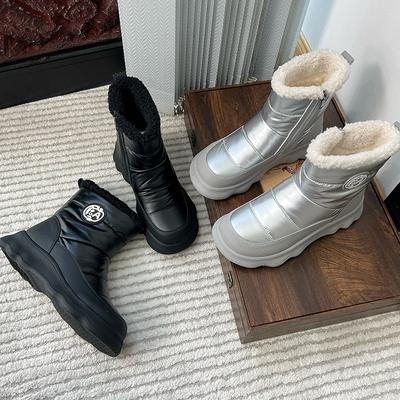 Новые бархатные теплые зимние сапоги женские 2025 зимние на толстой подошве увеличивающие рост женские сапоги повседневные и удобные сапоги универсальные хлопковые