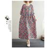 Extra Wide Mid-length Dress Round Neck Pullover Middle-aged Mom Dress Female