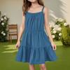 Children's Summer Casual Fashion Round Neck Solid Color Sleeveless Dress