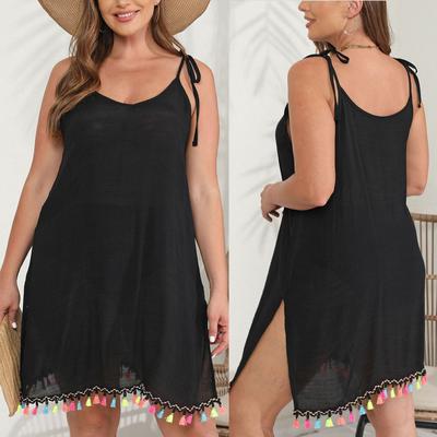 Женское пляжное бикини большого размера с цветной бахромой в стиле пэчворк