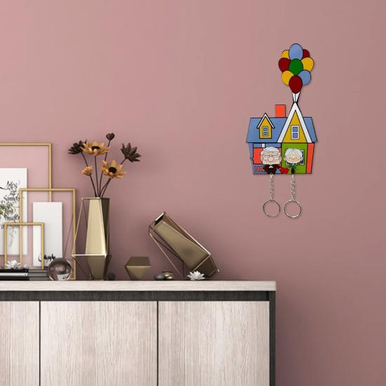 Держатель ключей для пар, акриловый настенный держатель ключей, мультяшный дедушка, бабушка, парный брелок-органайзер для домашнего настенного декора