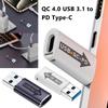 Адаптер QC 4.0 USB 3.1 - PD Type-C, адаптер USB A - C, разъем для кабеля зарядного устройства, USB3.1 10 Гбит/с, USB-адаптер для зарядки ноутбука