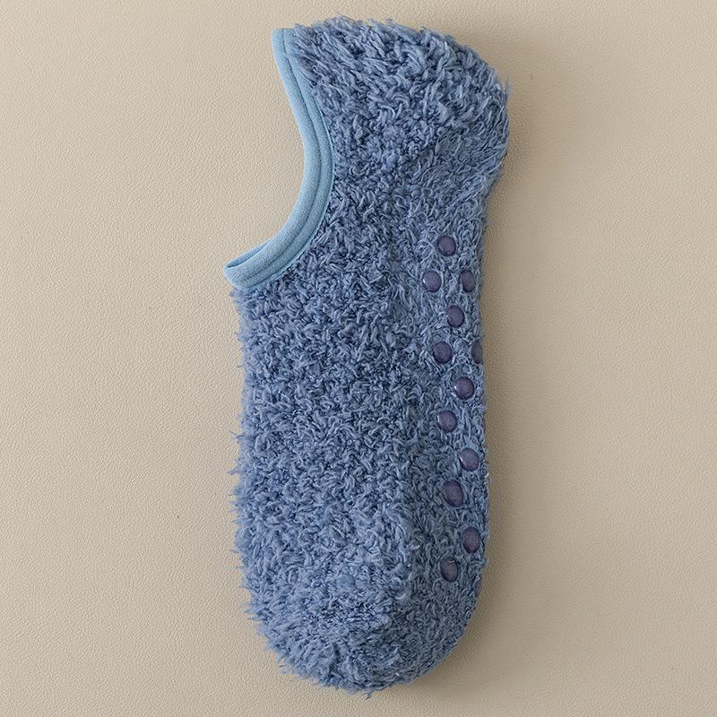 1 пара женских носков для девочек, зимние теплые флисовые носки-тапочки, домашние нескользящие носки-лодочки, короткие однотонные теплые тапочки, носки