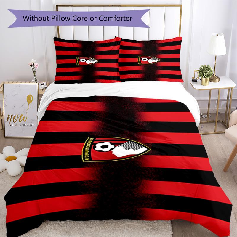 Soccer Ball Afc Crest Printed Pattern Duvet Cover Set – includes 1 duvet cover and 2 matching pillowcases Bedroom decor Christmas gifts