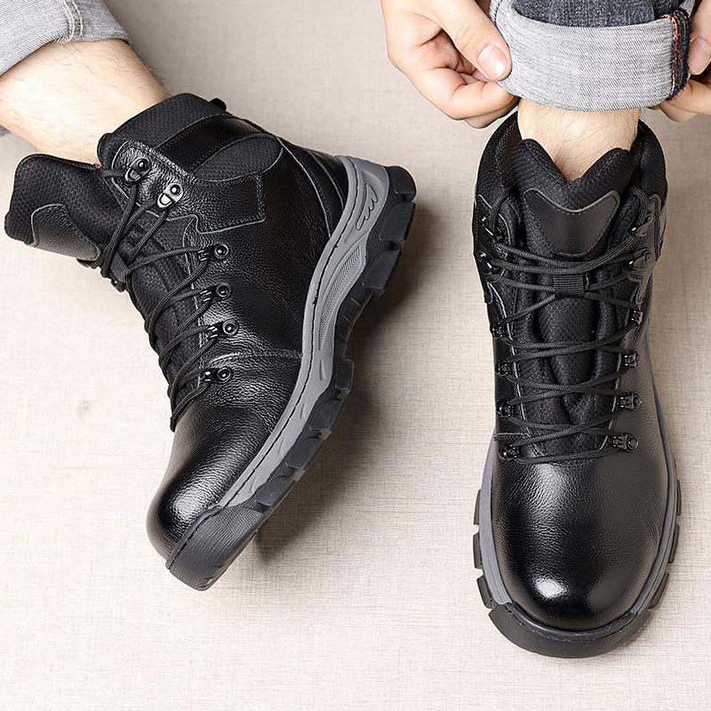 Мужские высокие кожаные зимние ботинки Northeast с меховой подкладкой, нескользящие и теплые для использования на открытом воздухе