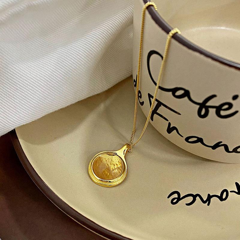 Ожерелье с камнем кошачий глаз, модное и изысканное, нишевый дизайн, простая и роскошная цепочка на ключицу