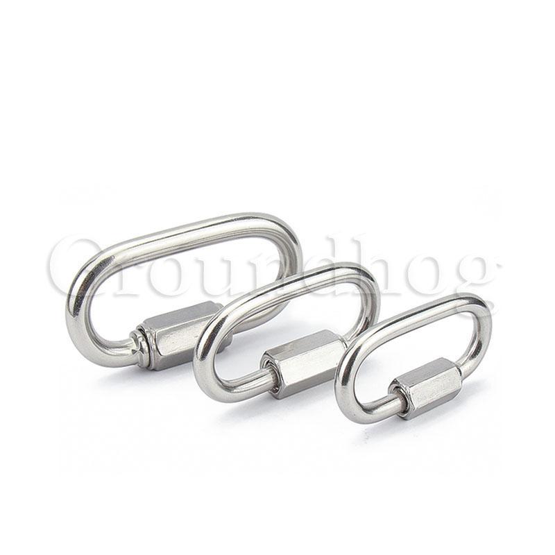 304 Stainless Steel Oval Locking Carabiner Clip, Quick Links, Rope Connector for Trailer, Swing, Hammocks, Cable, Camping