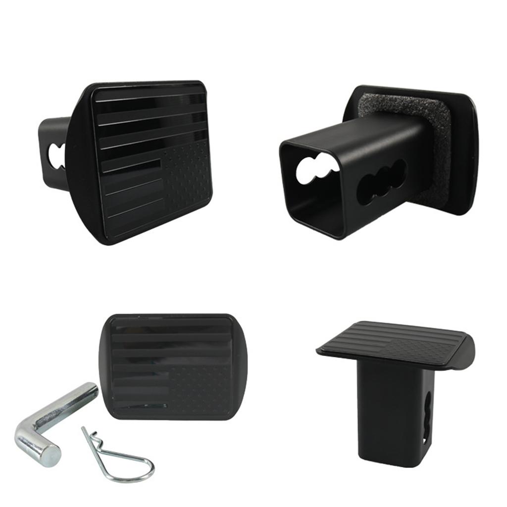 Металлическая крышка сцепного устройства с эмблемой американского флага и стопорным штифтом(Подходит для 2-дюймовых приемников Черный)