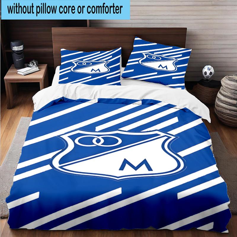 3PCS Blue White Crest Pattern Bedding Set,Including 1pc Duvet Cover And 2pcs Pillowcases Perfect for Bedroom, Dormitory, Fan Christmas gift
