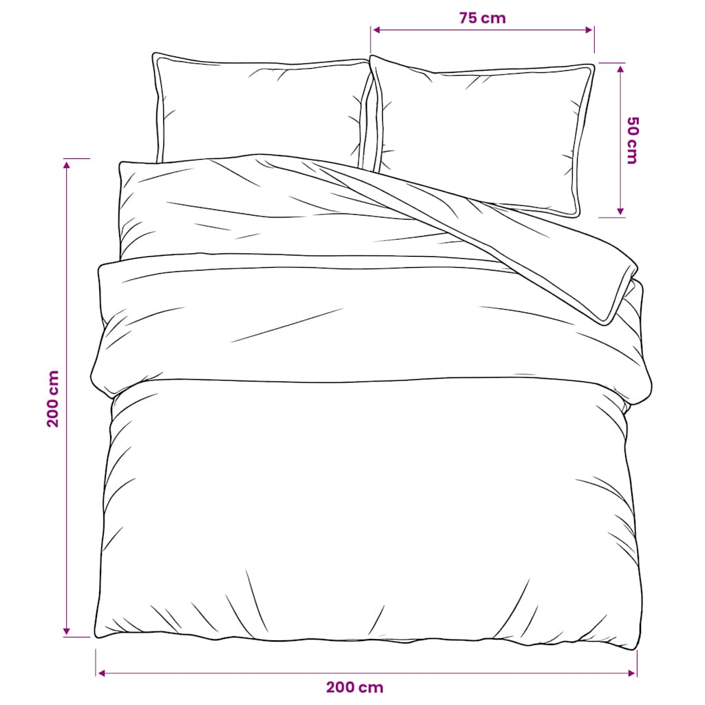 Black Bed Linen Set 200x200 cm Cotton