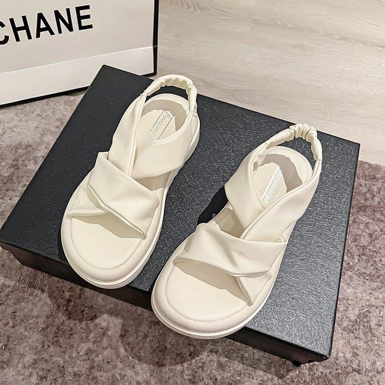 Сандалии римские женские на толстой подошве, лето 2025, новые пляжные, на плоской подошве, спортивные, повседневные, модные, классные тапочки