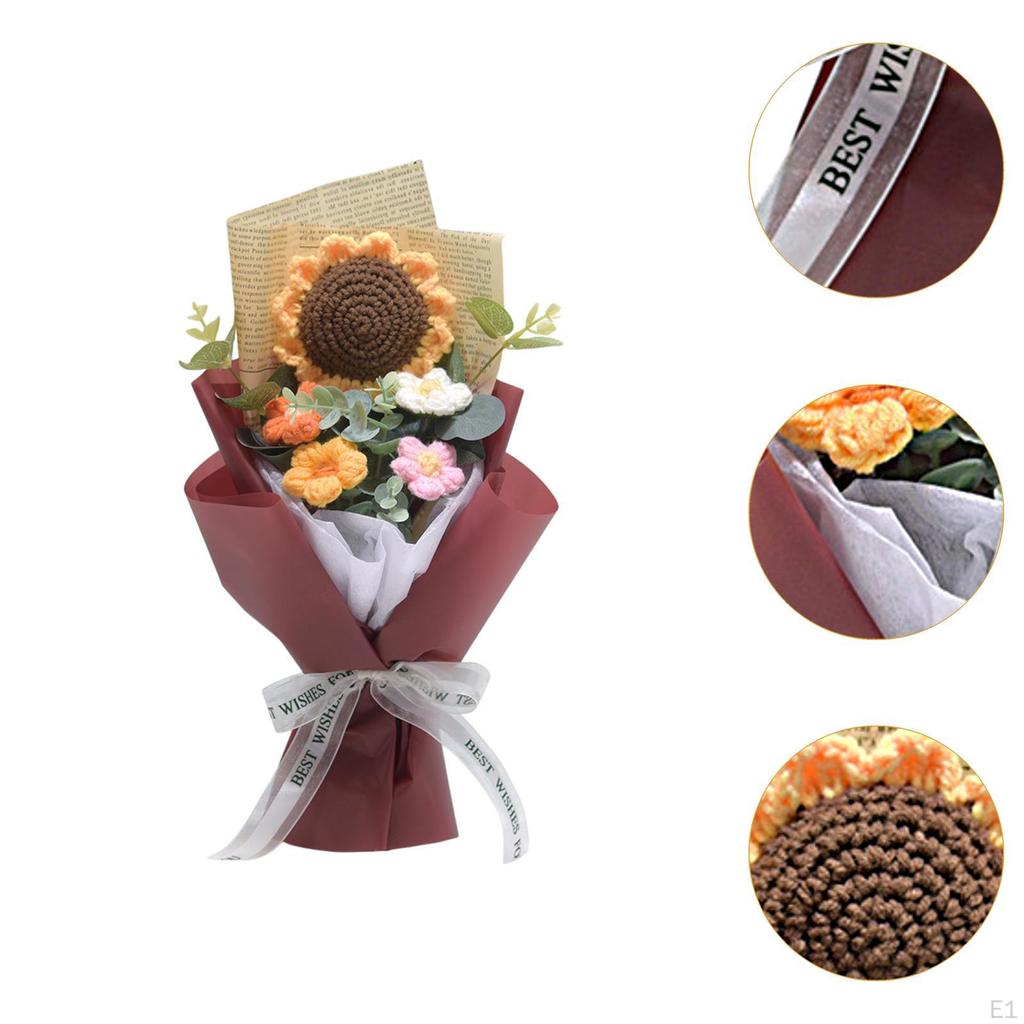 Вязаный крючком букет цветов Искусственный готовый домашний офисный декор Цветочный