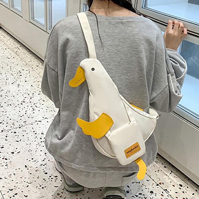 Женская сумка через плечо Милая сумка-тоут из парусины с уткой Женская студенческая сумка-мессенджер через плечо Модная забавная милая мультяшная нагрудная сумка