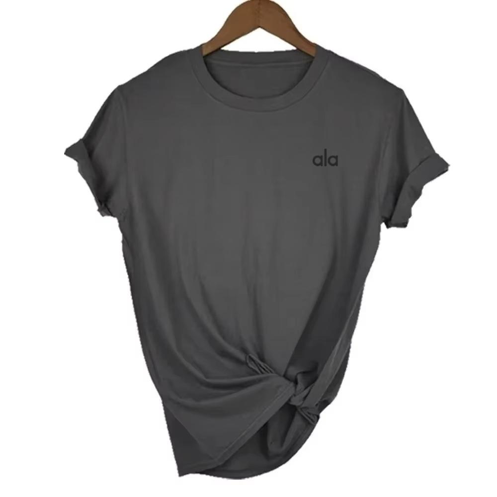 Американский Ала Спорт Йога Простой Летний Женская Мода Повседневная Одежда Для Поездок Универсальная Хлопковая Футболка с Коротким Рукавом Большого Размера