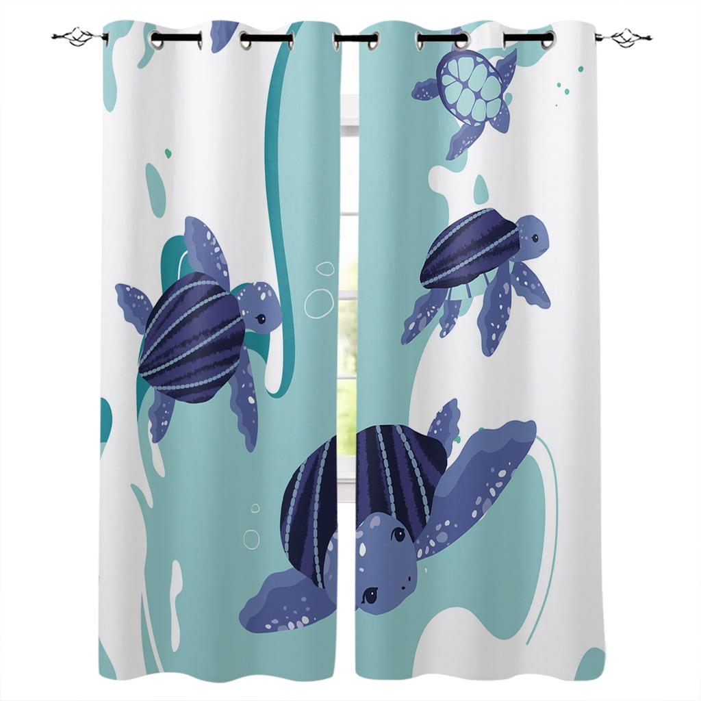 Sea Turtle Ocean Creature Landscape Blackout Curtains For Living Room Bedroom Window Treatment Blinds Drapes Kitchen Curtains