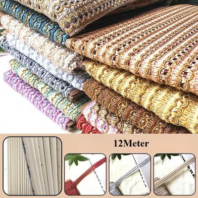 12 метров Кружевная отделочная лента Изогнутое кружево Ткань Швейное Плетеное кружево Рукоделие Сделай сам Одежда Подушка Наволочка Декоративные аксессуары