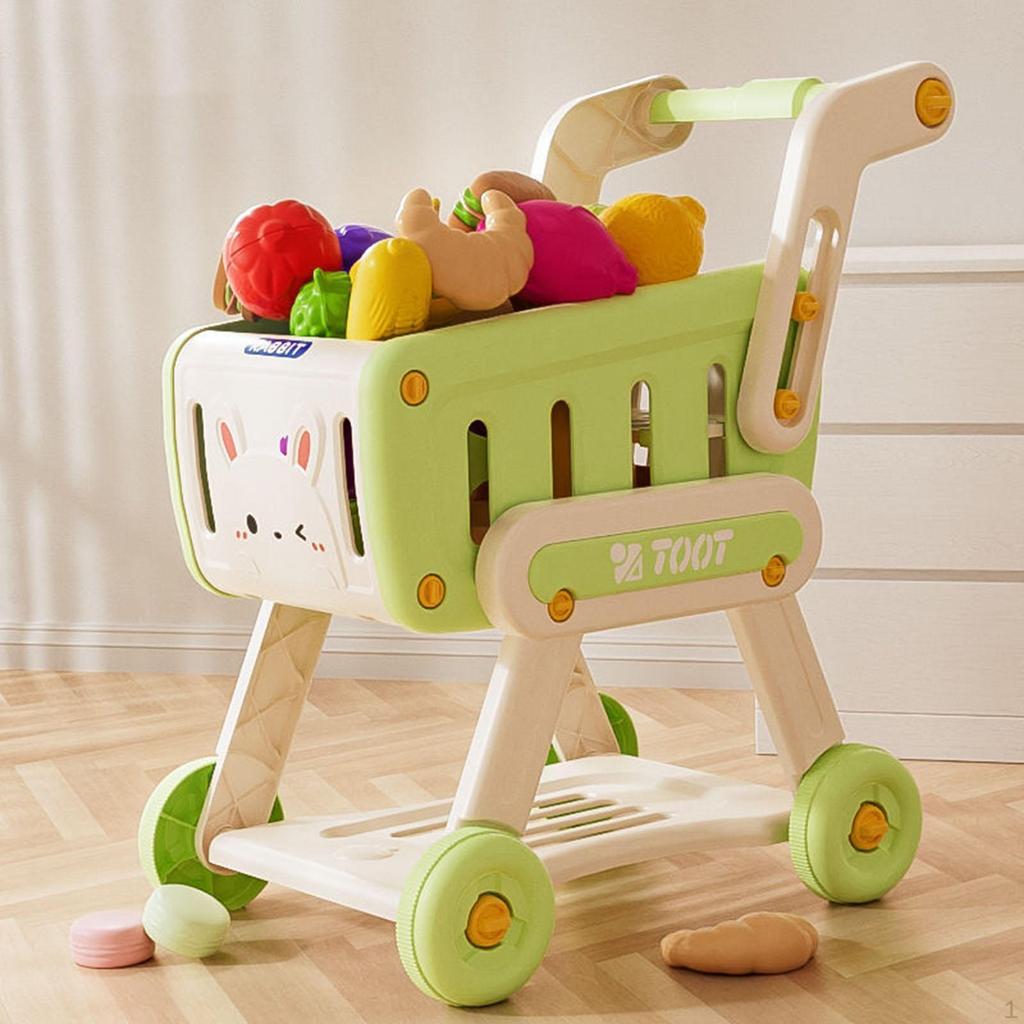 Kids Shopping Cart Pretend Grocery Supermarket Toy Interactive Early Learing Role Playing