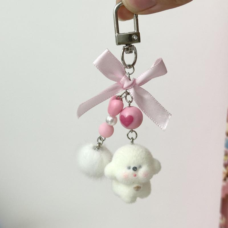 Мультяшные flocked Кошки Собаки Подвеска Брелок Модный Брелок Для Женщин Девушек Милая Подвеска на Сумку Kawaii Цепочка для Мобильного Телефона Подарки