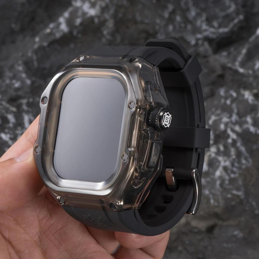 Роскошный прозрачный чехол для ремешка Apple Watch Ultra 2 49 мм, набор для модификации, силиконовый ремешок для IWatch Ultra 49 мм, резиновый браслет