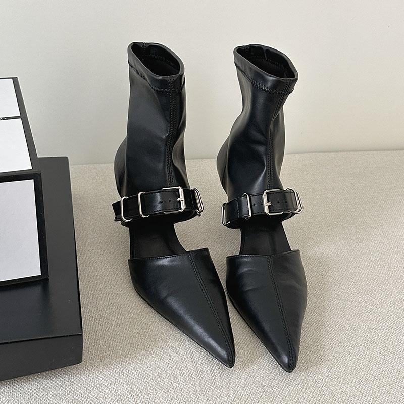 Fashion Fashion Pointed Toe Footwear Heels Sandals Ankle Boots Shoes For Women Modern Party Ladies Stretch Booties Shoes Female Pumps