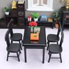 Dollhouse Decoration Accessories,1:12 Dollhouse Miniature Furniture Wooden Color Dining Table Chair Model Set