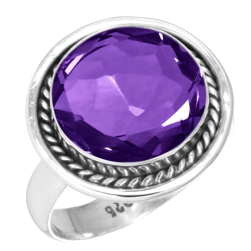 925 Sterling Silver Ring Women Gemstone Handmade Jewelry Anniversary Gift Amethyst Sapphire Blue Topaz Citrine Emerald Iolite Peridot Ruby Boho