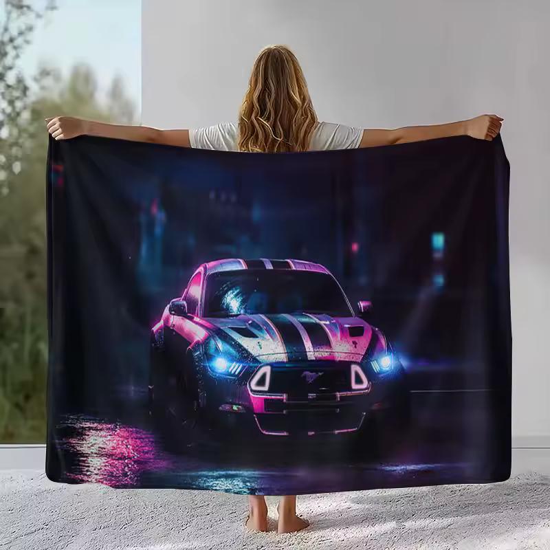 Винтажное одеяло-плед M-Mustang Racing Biker Garage Moto из мягкой фланели, Уютное теплое одеяло для кровати, дивана, гостиной, пикника, кемпинга