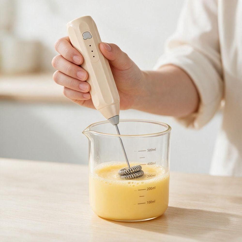Handheld Electric Egg Beater USB Rechargeable Coffee Milk Mixer Coffee Stirrer Baking