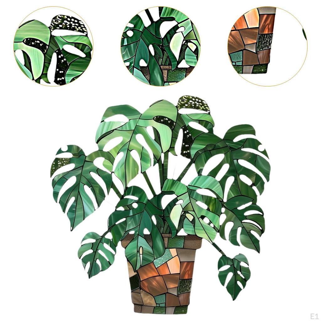 2D Flat Green Potted Plant Hanging Ornament Planter Pot Shaped Decoration Acrylic Porch Sign