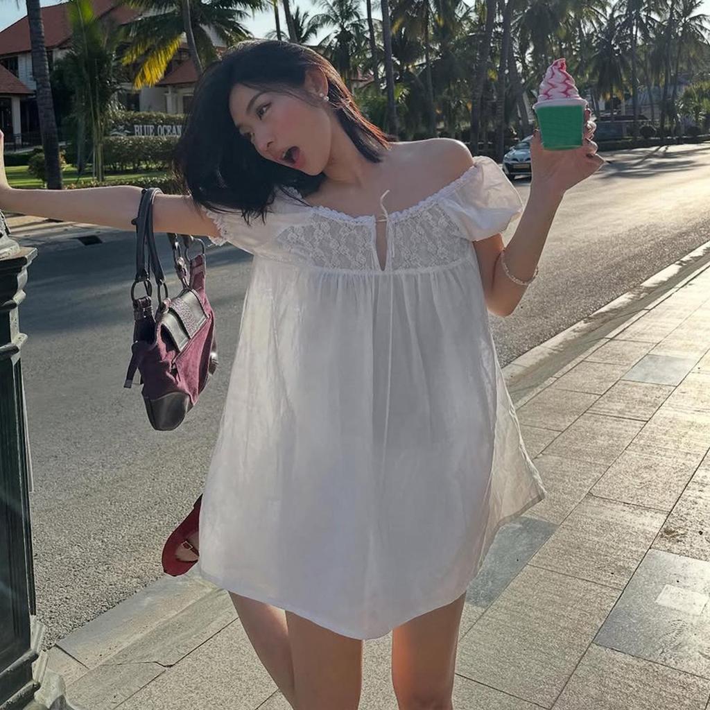 Женский Весенний 2026 Набор Платье с Пышными Рукавами в Стиле Мори - Новый INS Стиль, Свободный и Стройнящий