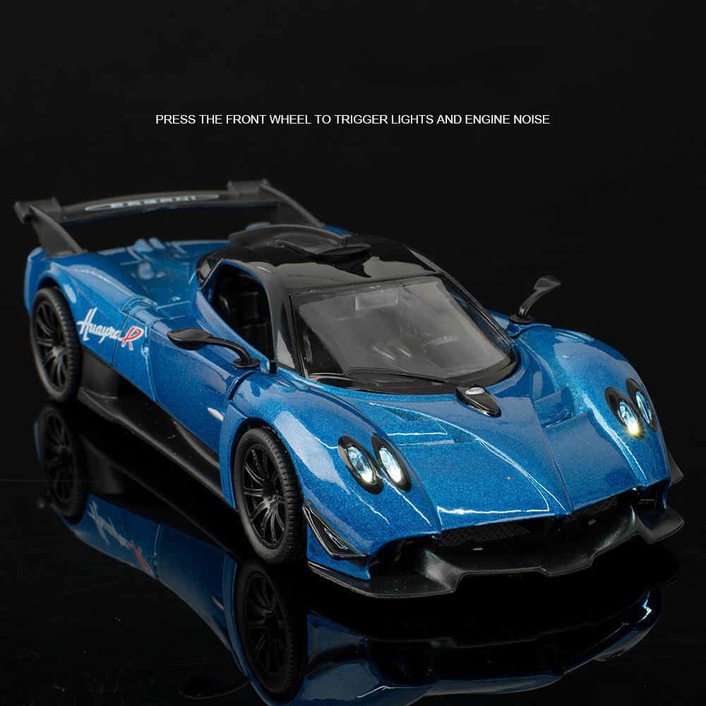 1/32 Pagani Huayra R Суперкар Металлическая модель автомобиля Звук и свет Оттянуть Назад Детская игрушка Коллекционные предметы Подарок на день рождения