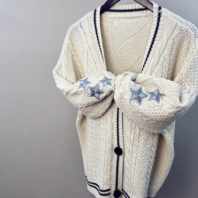 Женский вязаный кардиган Off-White с рукавами летучая мышь - Элегантный свитер с длинным рукавом для осени/зимы