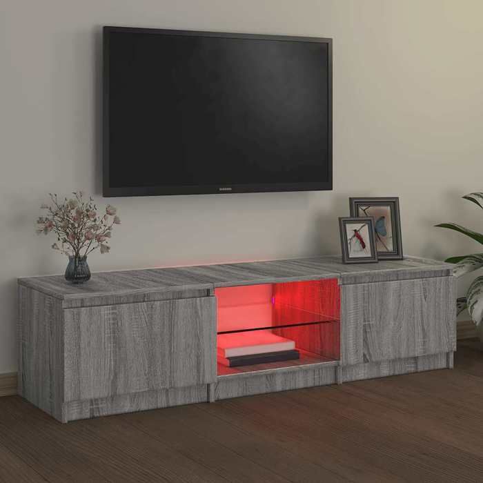VidaXL Meuble TV avec lumières LED Sonoma gris 140x40x36 cm, support TV, armoire média, armoire hifi, unité TV 822682