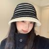 Милая вязаная полосатая панама женская новая осенне-зимняя шерстяная шляпа-ведро
