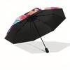 Lilo,Stitch Automatic Opening and Closing Umbrella   8 Ribs Windproof Portable Folding Umbrella with Plastic Handle, Suitable for Casual and