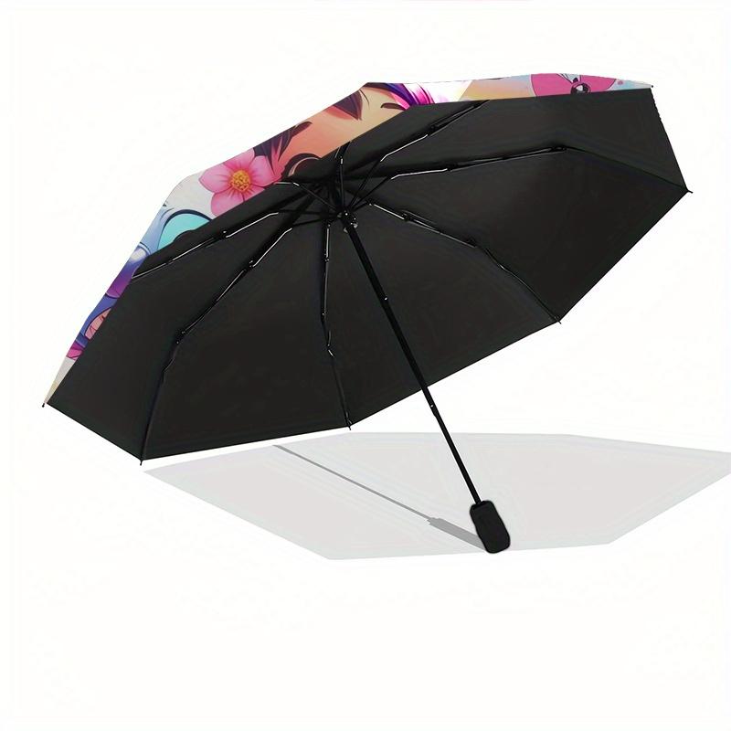 Lilo,Stitch Automatic Opening and Closing Umbrella   8 Ribs Windproof Portable Folding Umbrella with Plastic Handle, Suitable for Casual and
