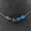 Stones and Minerals. Necklace 4 Blue Apatite Beads from Brazil. Stainless Steel Chain Necklace Women Men. Custom Size