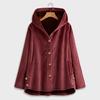 Plus Size Women Winter Warm Solid Button Pockets Thicker Hooded Coat Outwear