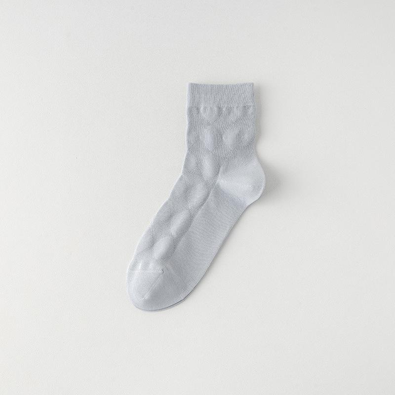 Мужские носки до середины икры, Летние тонкие антибактериальные из чистого хлопка, Дезодорирующие, Влагоотводящие сетчатые черные мужские длинные носки для делового костюма