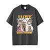 Funny I love Ciazy wet cat emoji print Tshirt unisex crew neck  Pure cotton streetwear for all seasons oversized t shirt