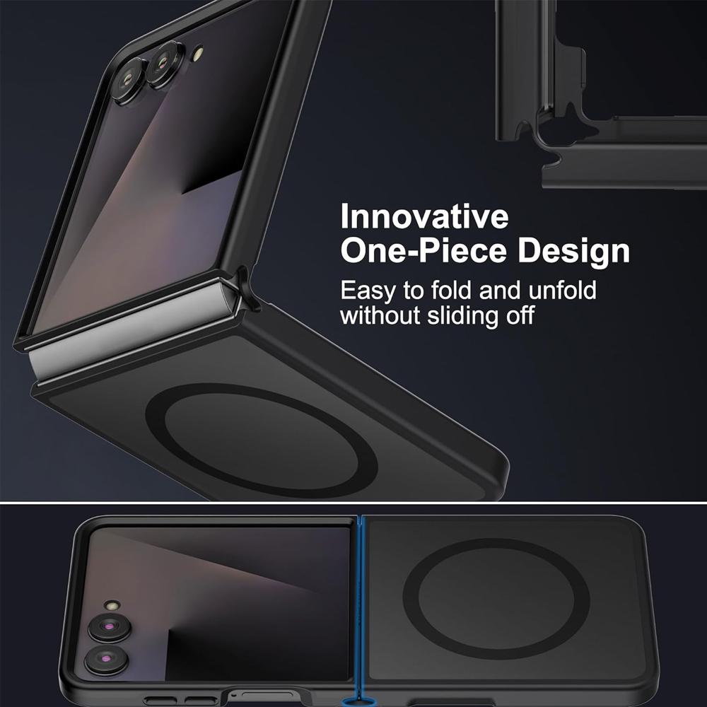 UYUXIO Magnetic Wireless Charging Mobile Phone Case for Samsung Galaxy Z Flip 7 Cases Slim Rugged Translucent Cover with Magnet