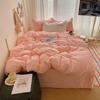 Однотонный постельный комплект в стиле INS для взрослых детей розовый хлопковый натяжной плоский лист с наволочками красочный размер кинг, квин, полный