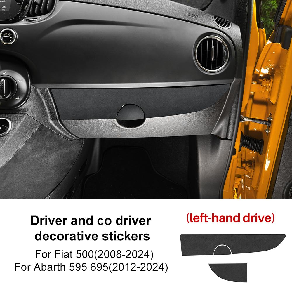 Верхняя замшевая наклейка LHD RHD Для Fiat 500 2008-2024 Abarth 595/695 2012-2024 Салонный аксессуар: отделка ящика для пассажира на переднем сиденье